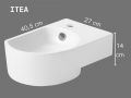 VÃ¦ghÃ¦ngt HÃ¥ndvask i Keramik 40,5 cm HÃ¸jglans Hvid ITEA RIGHT