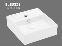 ELEUSIS 38x38 cm White Square Hand Basin Wall-Mounted or Countertop