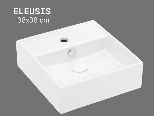 ELEUSIS 38x38 cm BiaÅ‚a Kwadratowa Umywalka WiszÄ…ca lub Nablatowa