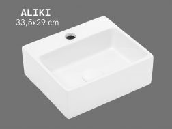 Lave-mains 33,5 cm blanc brillant rectangulaire sans trop-plein ALIKI