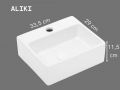 Umywalka Ceramiczna 33,5 cm WiszÄ…ca ProstokÄ…tna BiaÅ‚y PoÅ‚ysk ALIKI 