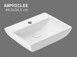 Wall-Mounted / Countertop Washbasin 44.5 cm Glossy White AMPHICLEE
