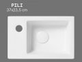 Haandvask 37 cm Keramik Blank Hvid â__euro__“ Kompakt, Vaegmonteret eller Bordmonteret PILI VENSTRE