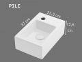 Lave-mains 37 cm en céramique blanc brillant - Compact, mural ou à poser PILI DROIT