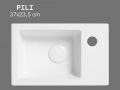 Lave-mains 37 cm en céramique blanc brillant - Compact, mural ou à poser PILI DROIT