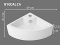 Hoekwastafel 49 cm Keramiek Glanzend Wit â__euro__“ Wandmontage of Opbouw MYGDALIA