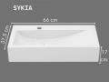 Umywalka 66 cm Ceramika Bialy Polysk - Prostokatna Designerska Scienna lub Nablatowa SYKIA