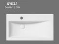 Wastafel 66 cm Keramiek Glanzend Wit - Rechthoekige Design Wastafel Wand of Opbouw SYKIA