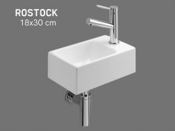 HÃ¥ndbassin smal wc 18x30 cm keramik | ROSTOCK DROITE