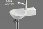 Ceramic round handwashing machine, suspended 23x39 cm BONN DROITE