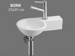 Lave mains rond ceramique suspendu 23x39 cm BONN DROITE