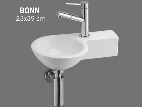 Ronde handwasmachine, keramiek, opgehangen 23x39 cm BONN DROITE