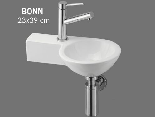 Lave mains rond ceramique suspendu 23x39 cm BONN GAUCHE