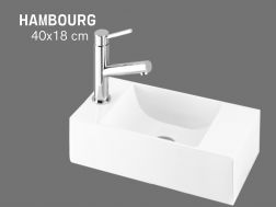 Design hÃ¥ndvaskere 40x18 cm hÃ¦ngende hvid harpiks | HAMBOURG GAUCHE