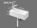 Lave-mains ultra-compact 32x15 cm r�sine min�rale blanc BERLIN GAUCHE