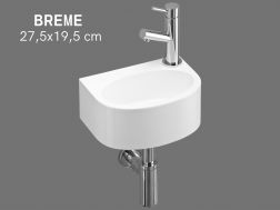 Ultra-compact wall-mounted washbasin 27.5x19.5 cm BREME DROITE