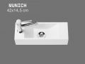 Lave-mains suspendu 42x14,5 cm en r�sine blanche, Ultra-compact MUNICH GAUCHE