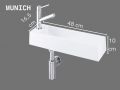 Lave-mains mural 48x16,5cm resine blanche ultra-étroite sans trop-plein | MUNICH 48 GAUCHE