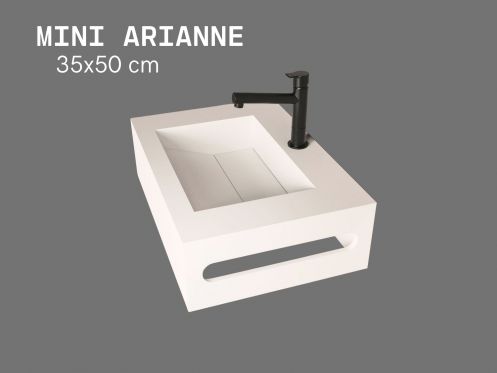 Lave-mains 35x50cm, Blanc Mat avec porte-serviette MINI ARIANNE Standard