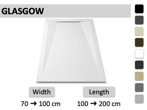 Shower tray with wall-mounted designer drain channel - GLASGOW