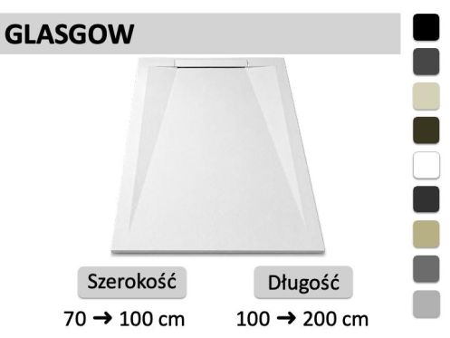 Brodzik prysznicowy z designerskim odplywem liniowym przy scianie - GLASGOW