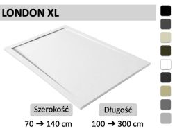 Brodzik prysznicowy, duży rozmiar, rynna - LONDON XL