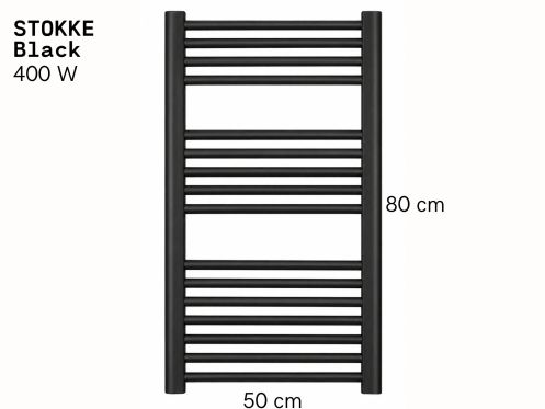 Elektrisk håndklædevarmer mat sort 80x50 cm - STOKKE