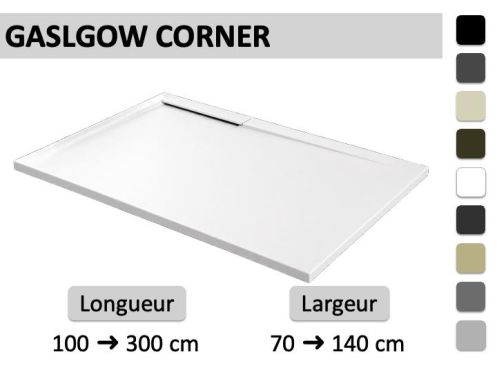 Receveur douche, bonde evacuation en angle - GLASGOW CORNER
