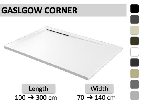 Shower tray, corner evacuation drain - GLASGOW CORNER