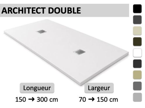 Receveur de douche double évacuation sur mesure - ARCHITEK DOUBLE