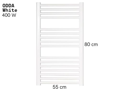 Elektrisk håndklædevarmer mat hvid 80x50 cm - ODDA