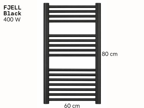 Sèche-serviette électrique acier noir mat 80x60 cm - FJELL