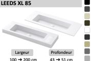 Plan double vasque, lavabo 85 cm, suspendu ou à encastrer - LEEDS XL 85