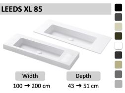Dubbel wastafelblad, wastafel 85 cm, hang- of inbouw LEEDS XL 85