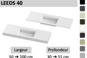 Plan vasque faible profondeur sur mesure suspendu ou à encastrer - LEEDS 40