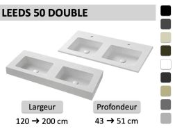 Plan vasque double sur mesure suspendu ou à poser - LEEDS DOUBLE 50