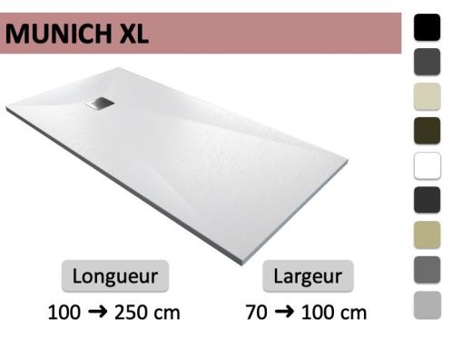 Receveur de douche XXL extra-plat en résine minérale - MUNICH XL