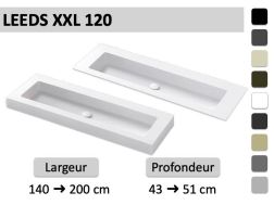 Plan double vasque XXL sur mesure suspendu ou à poser - LEEDS XXL 120