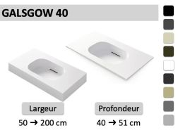 Plan vasque faible profondeur suspendu ou à encastrer - GLASGOW 40