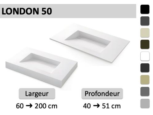 Plan vasque sur mesure évacuation par caniveau – LONDON 50
