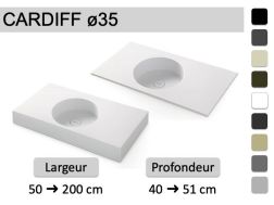 Plan vasque suspendu ou à poser avec bassin rond Ø35 cm – CARDIFF