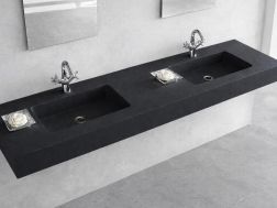 Op maat gemaakte dubbele wastafel opknoping of inbouw – LEEDS 50 DOUBLE