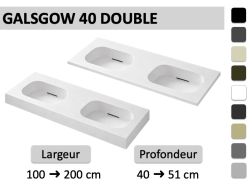 Plan double vasque design suspendu ou à encastrer – GLASGOW DOUBLE 40