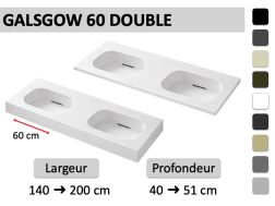 Plan double vasque design suspendu ou à encastrer – GLASGOW DOUBLE 60