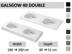 Dobbelt ophængt eller indbygget design forfængelighed top – GLASGOW DOUBLE 60