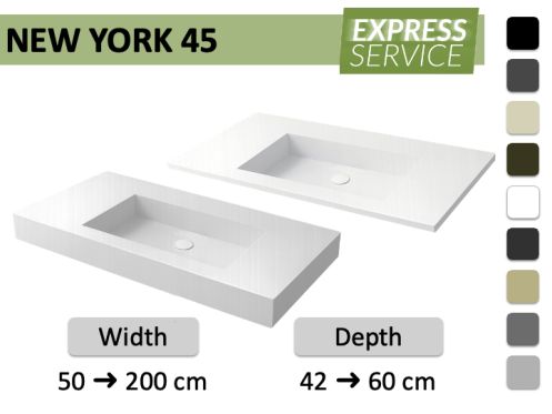 Custom-made suspended or built-in vasin top – NEW YORK 45