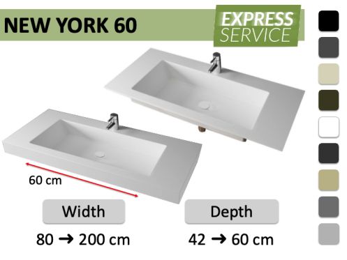 Wykonany na zamówienie podwieszany lub wbudowany blat vasin – NEW YORK 60