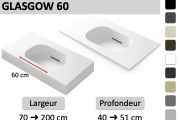 Podwieszany lub odlewany blat umywalki z umywalką 60 cm – GLASGOW 60