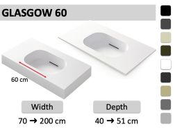Podwieszany lub odlewany blat umywalki z umywalką 60 cm – GLASGOW 60