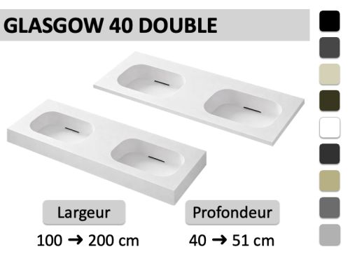 Plan double vasque design suspendu ou à encastrer – GLASGOW DOUBLE 40